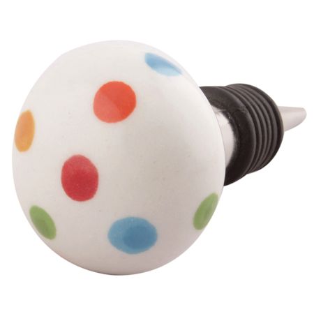 Multicolor Polka Dotted Ceramic Wine Stopper
